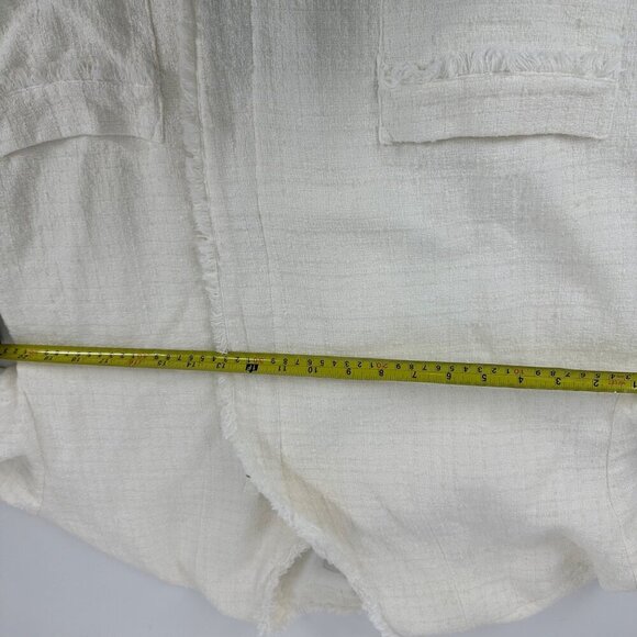 Joie Winter White Blazer Hidden Zipper Oversized Fringe Size Small Cotton Wool B - Picture 7 of 10